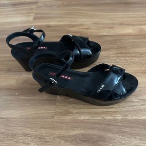 Prada Patent Leather Platform Sandals